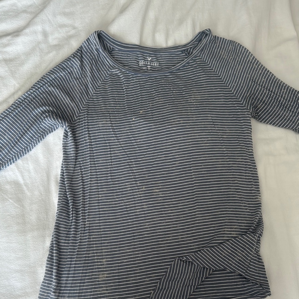 American Eagle Outfitters Gray Striped Top